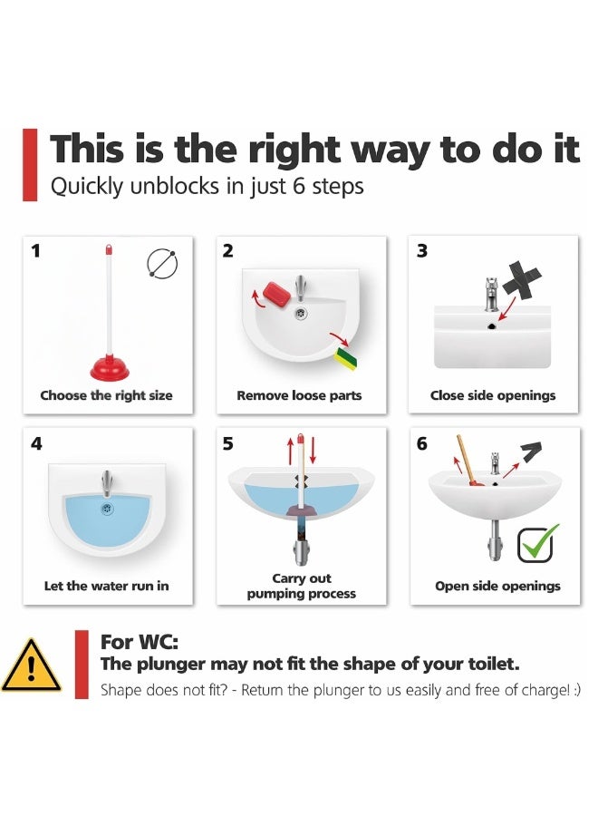 Lukadah Premium Toilet Plunger with Extra-Long Handle – Heavy Duty, Durable, Leak-Proof, Comfortable Grip for Fast and Easy Clog Removal – Strong Suction for Bathroom, Restroom, Toilet, and Home Cleaning – Essential Tool for Household Plumbing Maintenance - Image 4